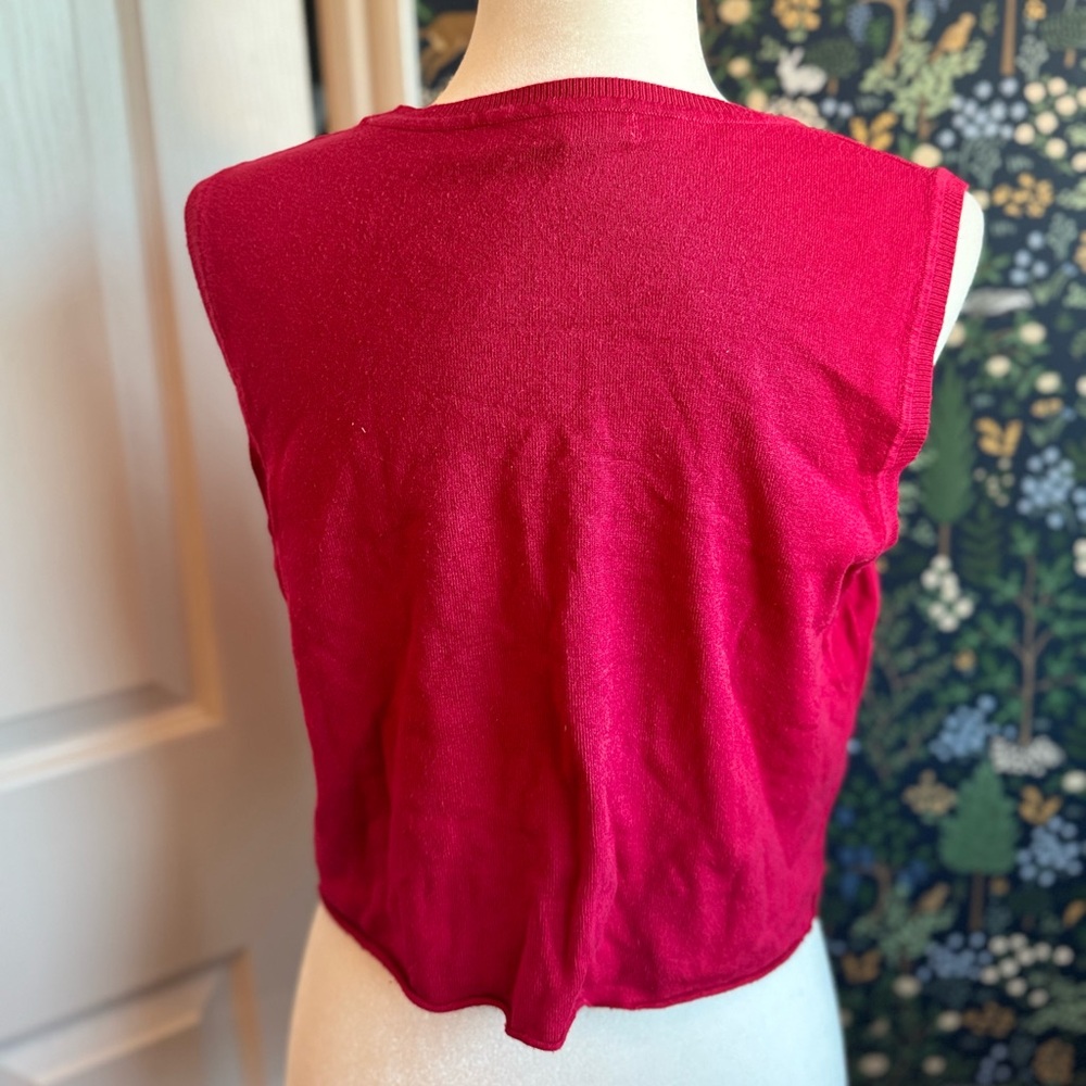 Charter Club Bold Red Knit Sweater Top 90s cute cropped cozy crew neck - Picture 3 of 6